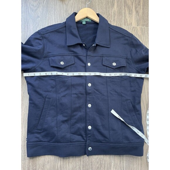 VTG Lauren Ralph Lauren Jacket Womens XL Blue Long Sleeve Snap Front Classic EUC - Picture 8 of 12